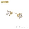 PAIR OF 14K GOLD PRONG SQUARE CZ STUD EARRINGS